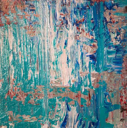 500x503 Rays Of Water Niam Jain Autism Artist Abstract On Canvas - Water Abstract Painting