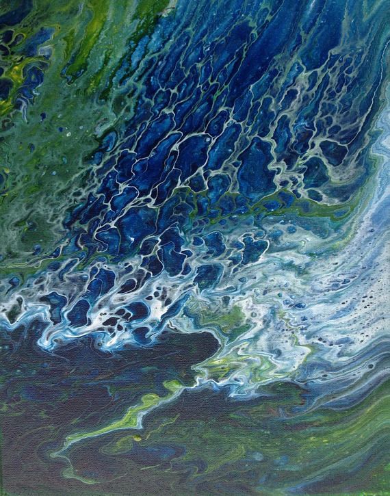 570x725 Acrylic Fluid Art Cascading Water Abstract Painting On Canvas - Water Abstract Painting