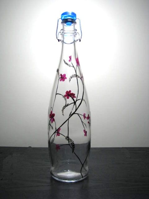 480x640 Painted Glass Water Bottle Japanese Inspired Design, Eco Friendly - Water Bottle Painting