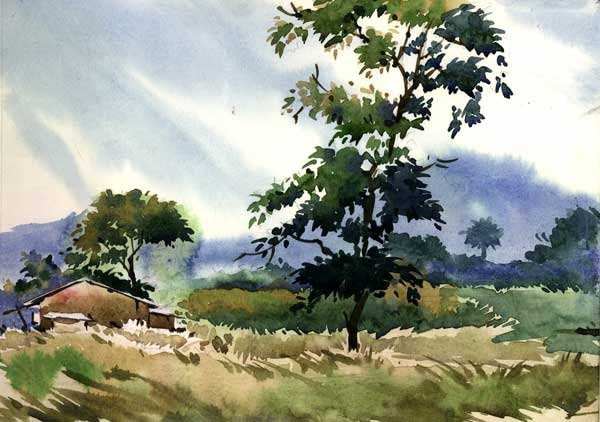 600x422 Indian Watercolor Paintings - Water Color Painting Pictures