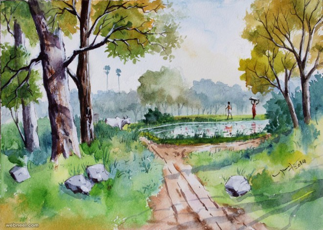 660x471 Watercolor Paintings By Balakrishnan 3 - Water Color Painting Pictures