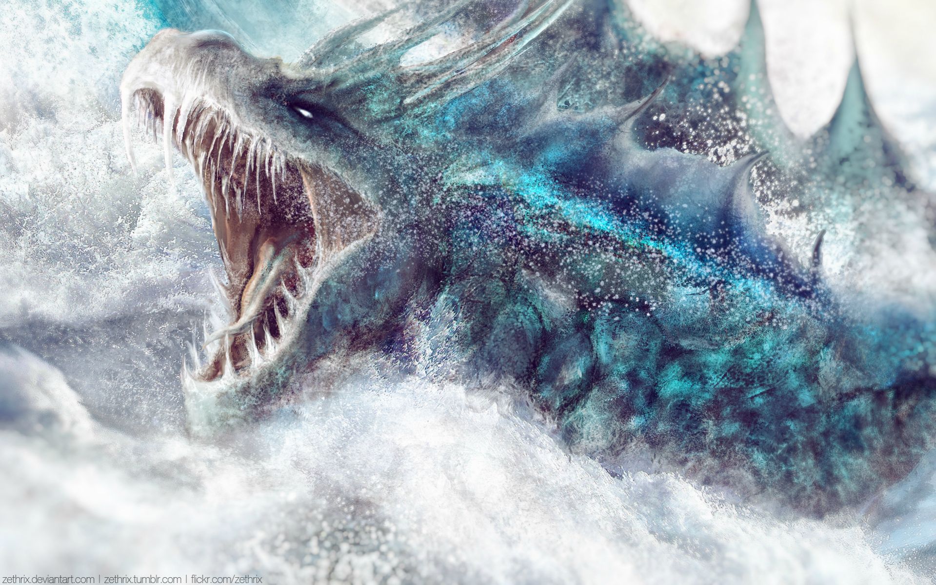 1919x1199 I'Ve Never Seen A Water Dragon So I Painted One - Water Dragon Painting