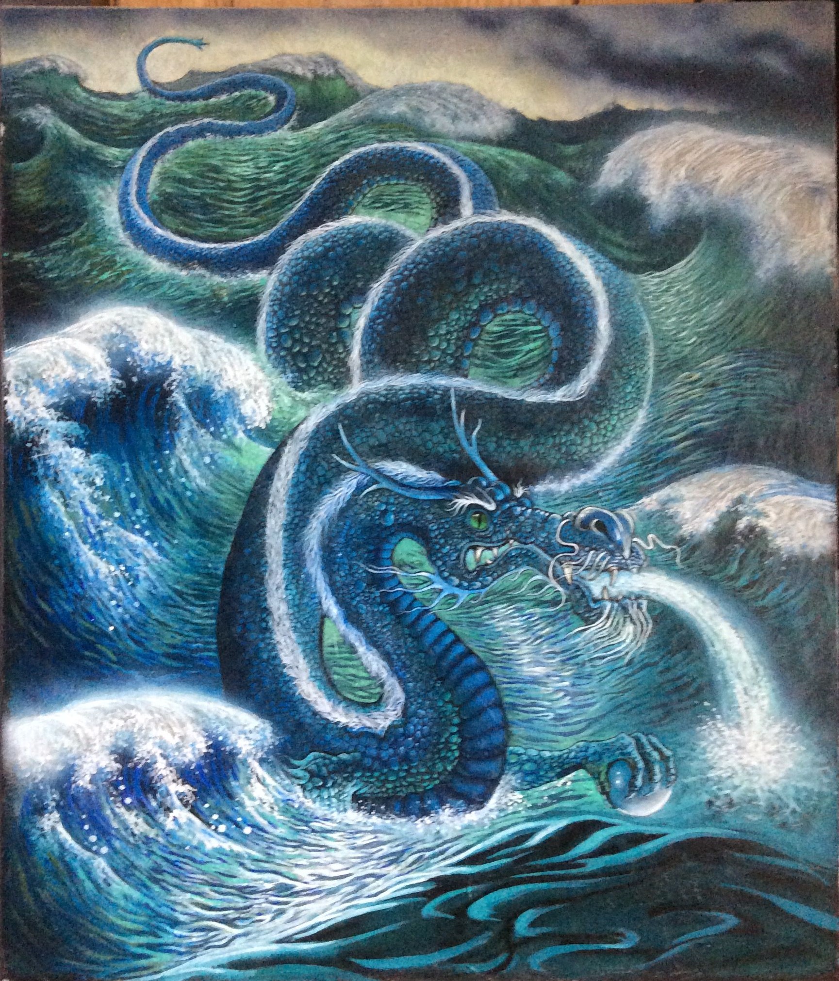 1729x2023 Nic Shaw, Water Dragon, 2015 Sold Love Cumbria - Water Dragon Painting