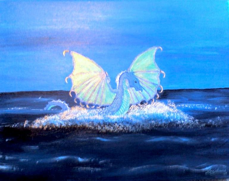 770x610 Saatchi Art Water Dragon Painting By Lori Anne Shields - Water Dragon Painting