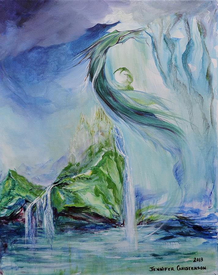 713x900 Water Dragon Over Hy Brasil Painting By Jennifer Christenson - Water Dragon Painting