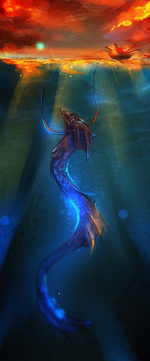 500x1200 Which Monster From Folklore Are You Dragons, Water - Water Dragon Painting
