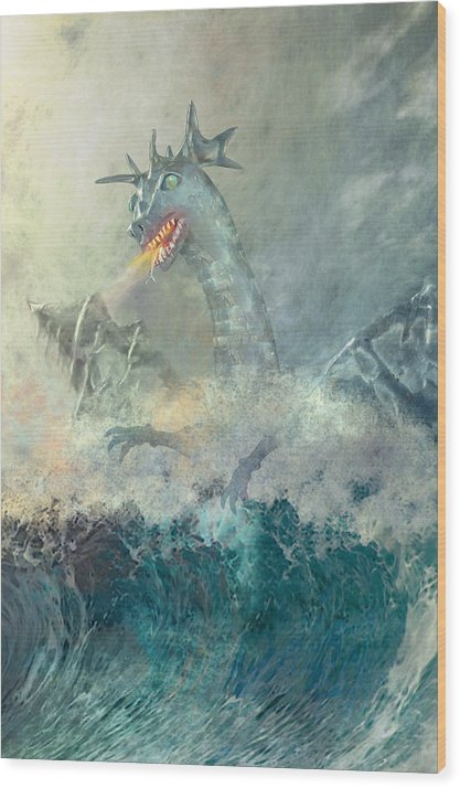 417x714 Chinese Water Dragon Wood Print By Carol And Mike Werner - Water Dragon Painting
