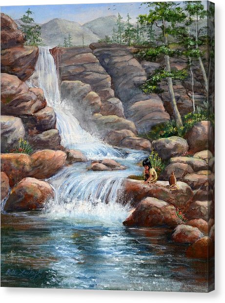 461x622 Waterfalls Painting By Rita Lackey - Water Falls Painting