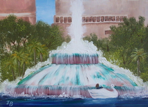 500x361 Painting Lake Eola Fountain (Original Art By Judy Batterson) - Water Fountain Painting