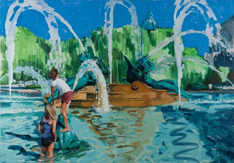 770x536 Saatchi Art Fountain Painting By Ofra Ohana - Water Fountain Painting