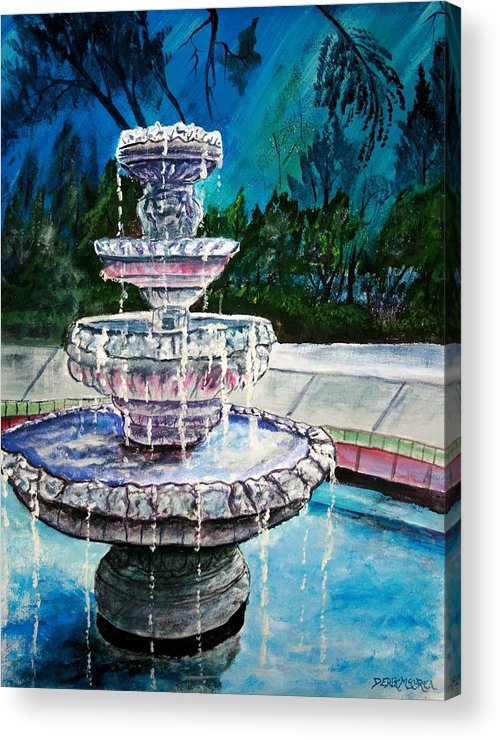 500x740 Water Fountain Acrylic Painting Art Print Acrylic Print By Derek - Water Fountain Painting