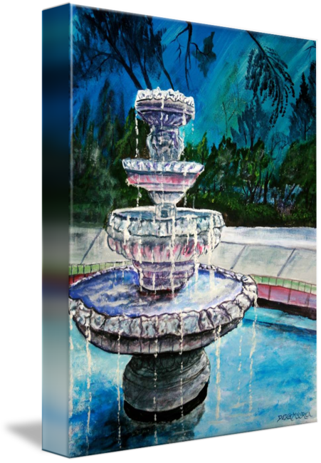451x650 Water Fountain Acrylic Painting By Derek Mccrea - Water Fountain Painting
