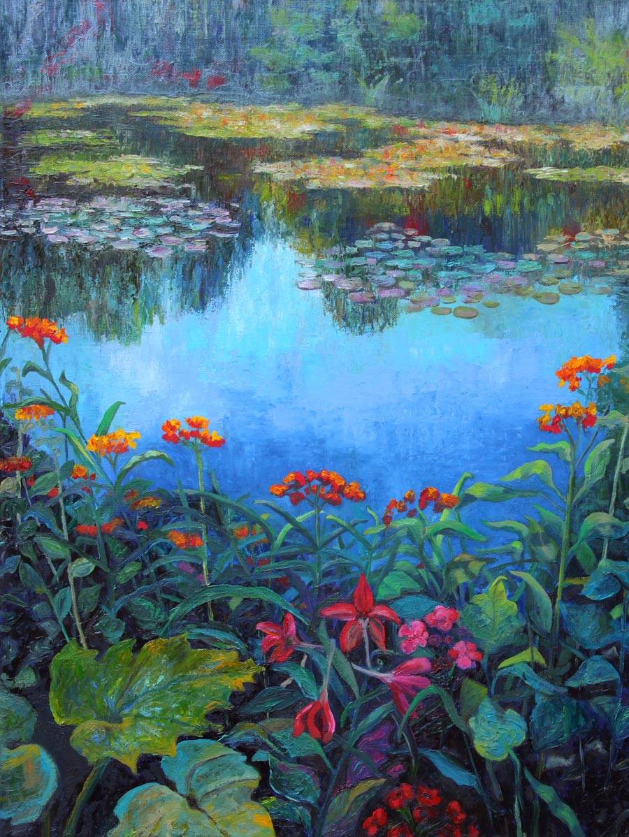 900x1198 Monet's Water Garden Lori C Neill - Water Garden Painting
