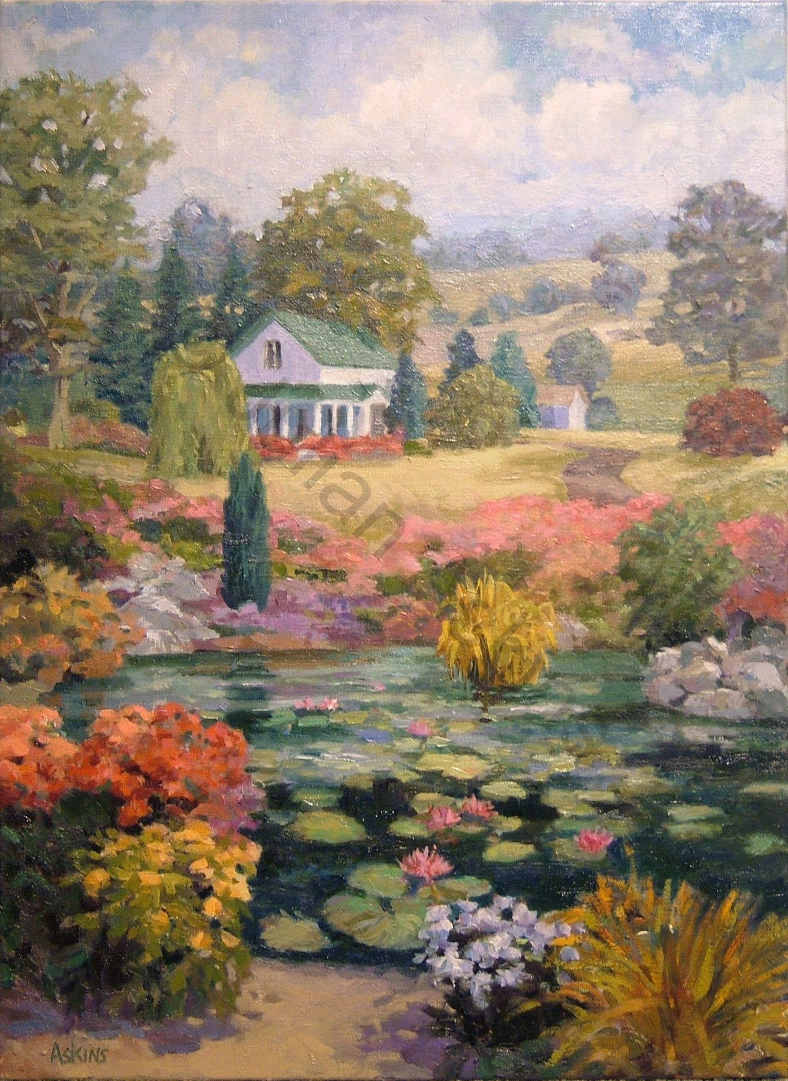 1541x2114 Water Garden 76 X 56 Cm Oil On Linen (Sold ) Drawings - Water Garden Painting