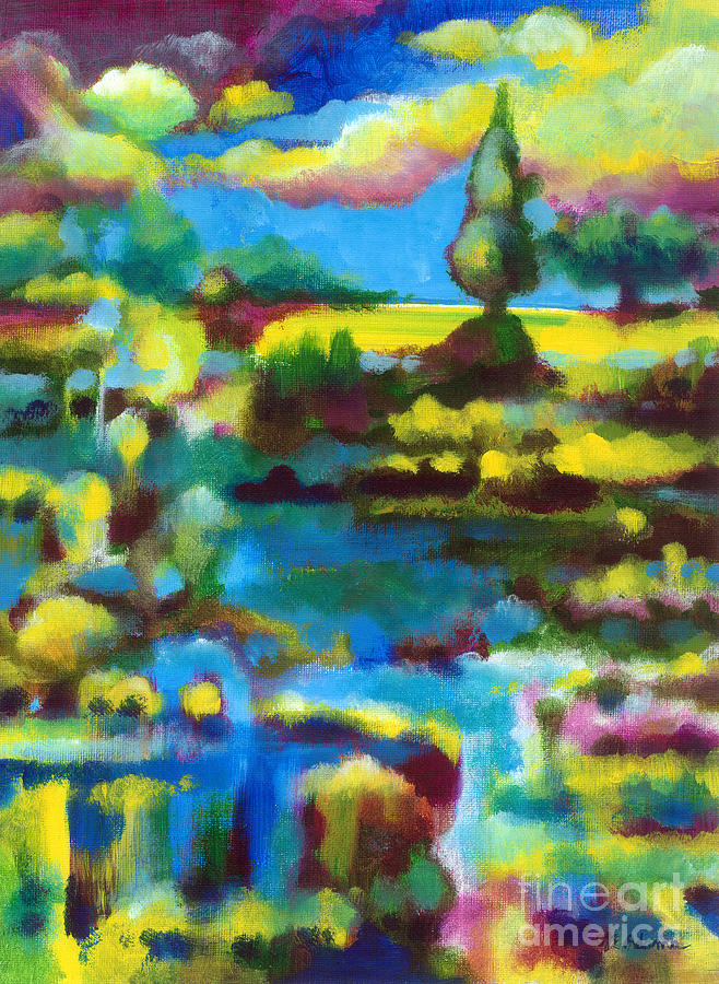 658x900 Water Garden Painting By Cheryl Emerson Adams - Water Garden Painting