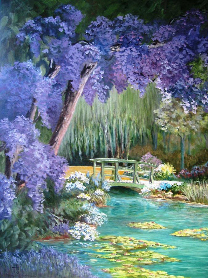 675x900 Water Garden Painting By Teresita Hightower - Water Garden Painting