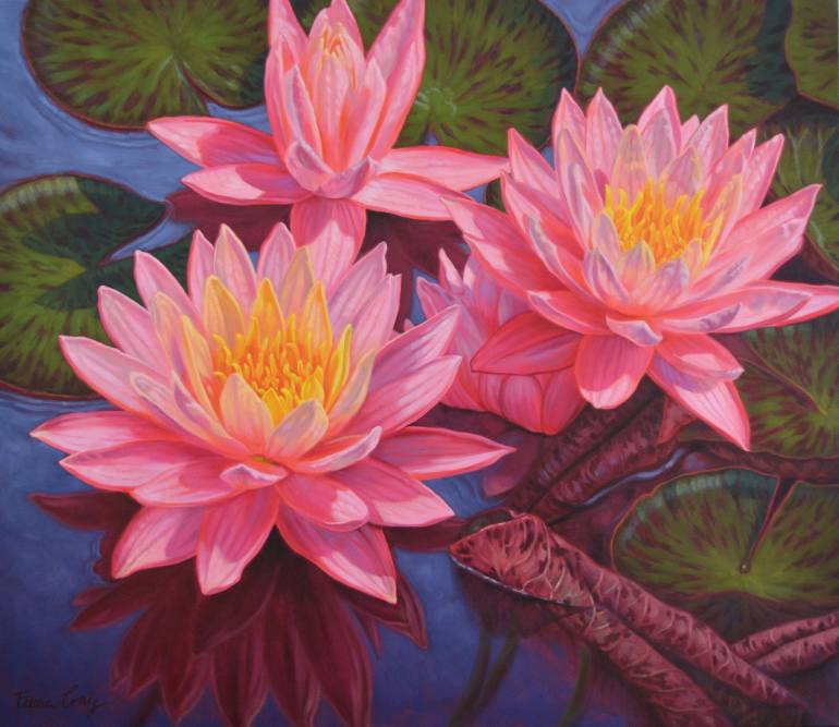 770x667 Saatchi Art Water Lilies 3 Painting By Fiona Craig - Water Lilies Painting