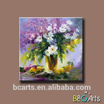 350x350 Modern Purple And White Flower Abstract Water Lily Oil Painting - Water Lily Oil Painting