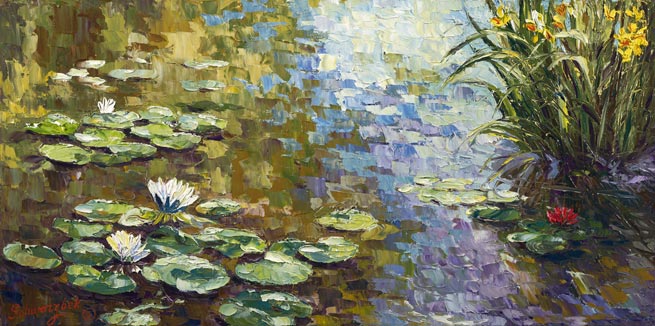 655x326 - Water Lily Oil Painting