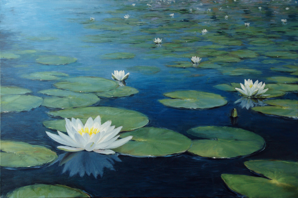 1024x680 Water Lilies John Philip - Water Lily Oil Painting