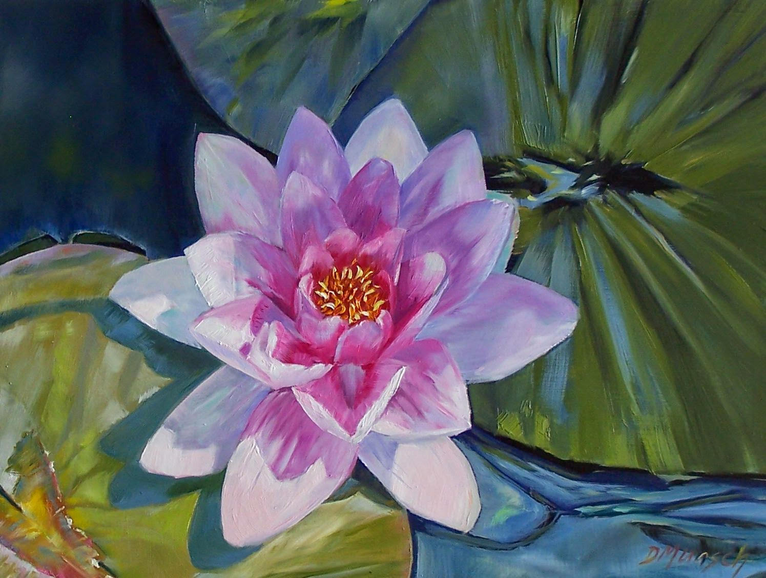 1495x1128 Water Lilies Oil Painting Donna Munsch Fine Art Original Oil - Water Lily Oil Painting