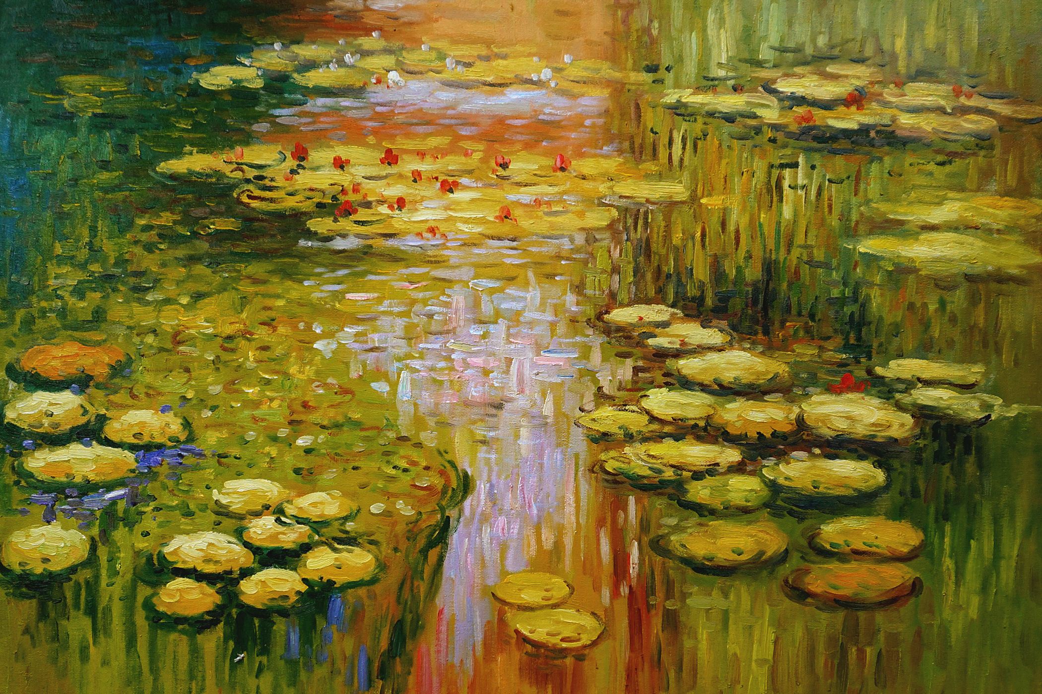 2100x1400 Water Lilies Oil Painting Reproduction Canvas By Claude Monet - Water Lily Oil Painting