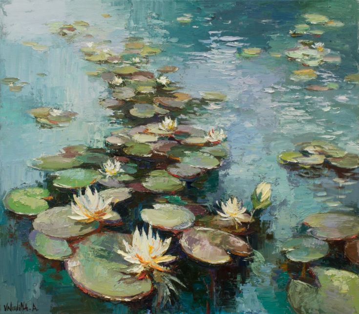 Water Lily Oil Painting at PaintingValley.com | Explore collection of ...