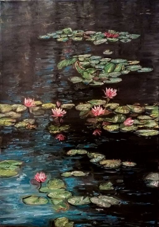 514x735 Water Lily Water Lilies, Original Paintings - Water Lily Oil Painting
