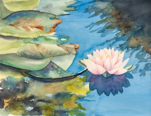 300x232 A New Website For Artist Norm Rossignol! - Water Lily Watercolor Painting