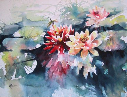 Water Lily Watercolor Painting at PaintingValley.com | Explore ...