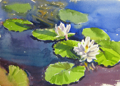 400x286 Water Lilies - Water Lily Watercolor Painting