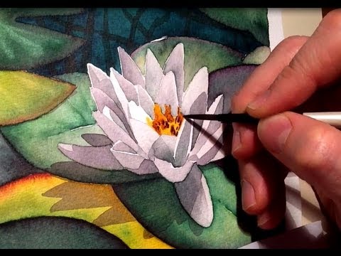 480x360 Aquamarkers White Water Lily Speed Painting - Water Lily Watercolor Painting