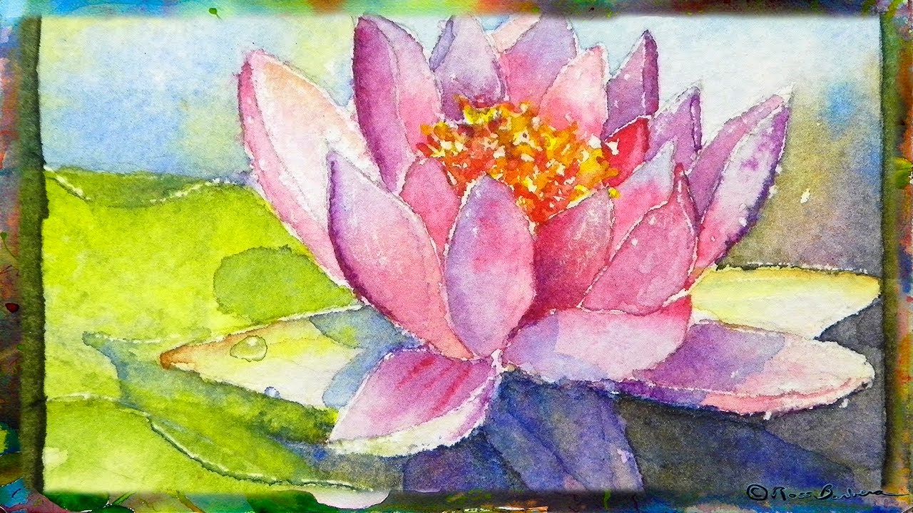 1280x720 How To Paint The Waterlily With Lotus Flower, Miniature Watercolor - Water Lily Watercolor Painting