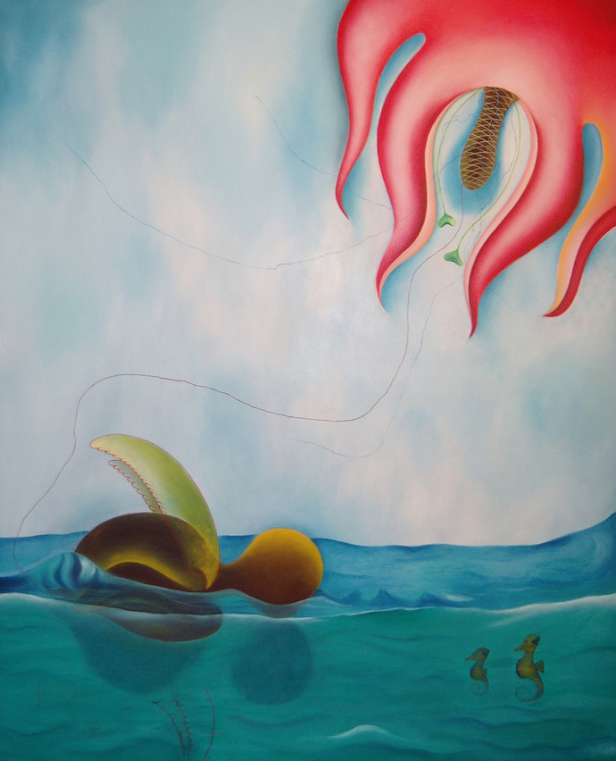690x852 Life In Water By Artist Shailja Shah Surrealism, Painting - Water Painting