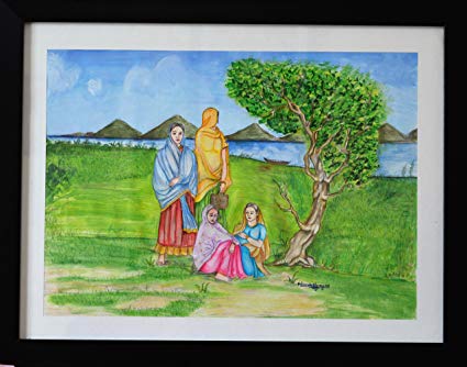 425x334 Village Life Water Painting By Nandushreyas Amazon.in Home Amp Kitchen - Water Painting
