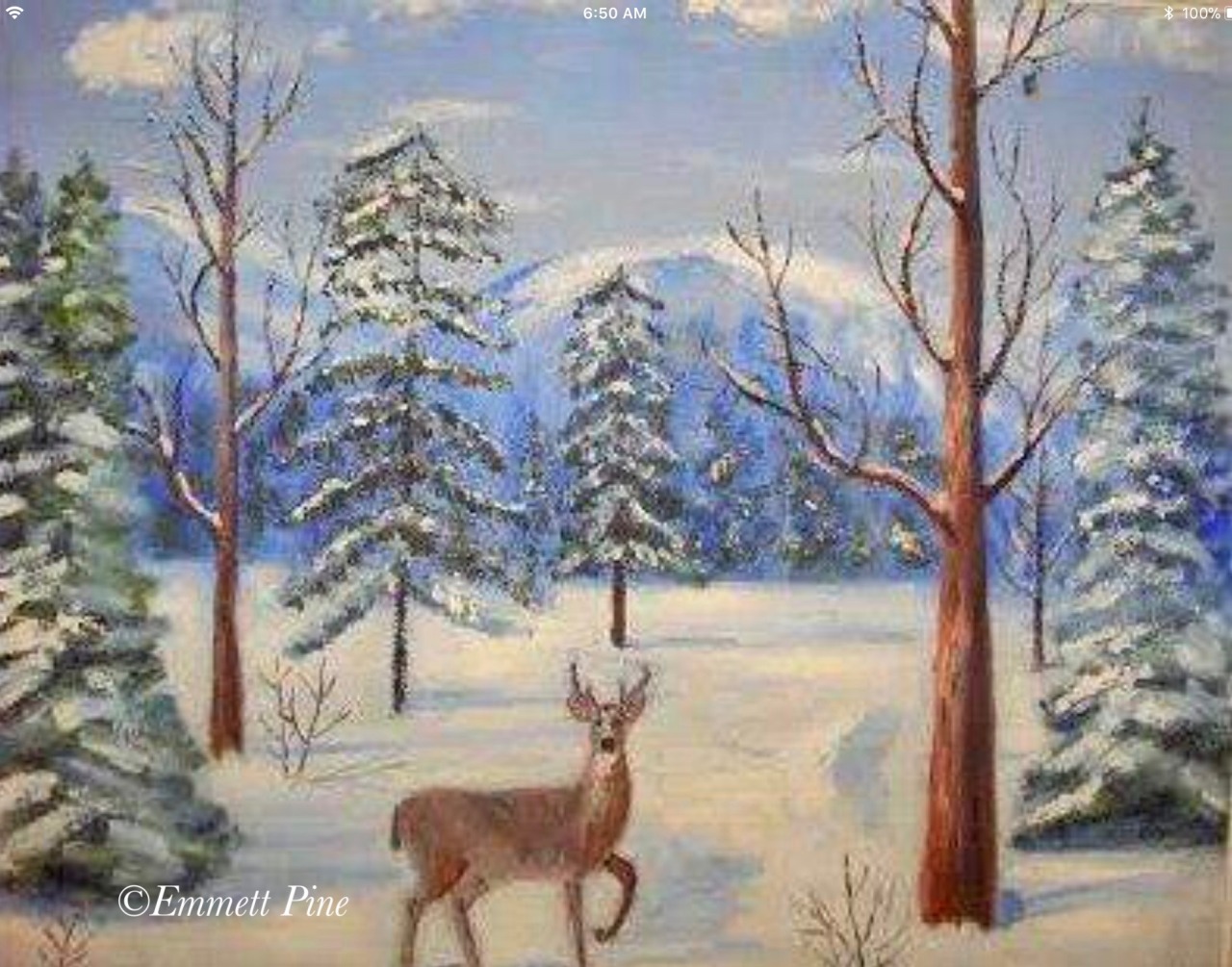 1280x1005 Emmett Pine Adirondack Artist - Water Painting A Buck