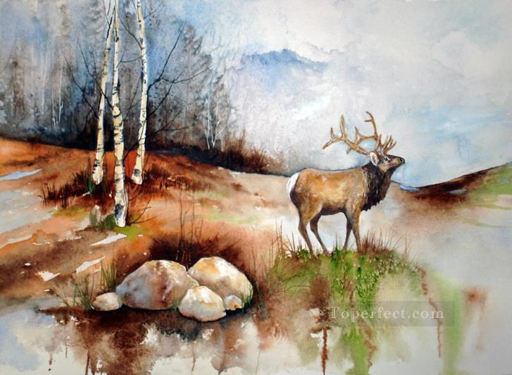 727x532 Index Of Picoil Painting Styles On Canvasanimalsdeer - Water Painting A Buck