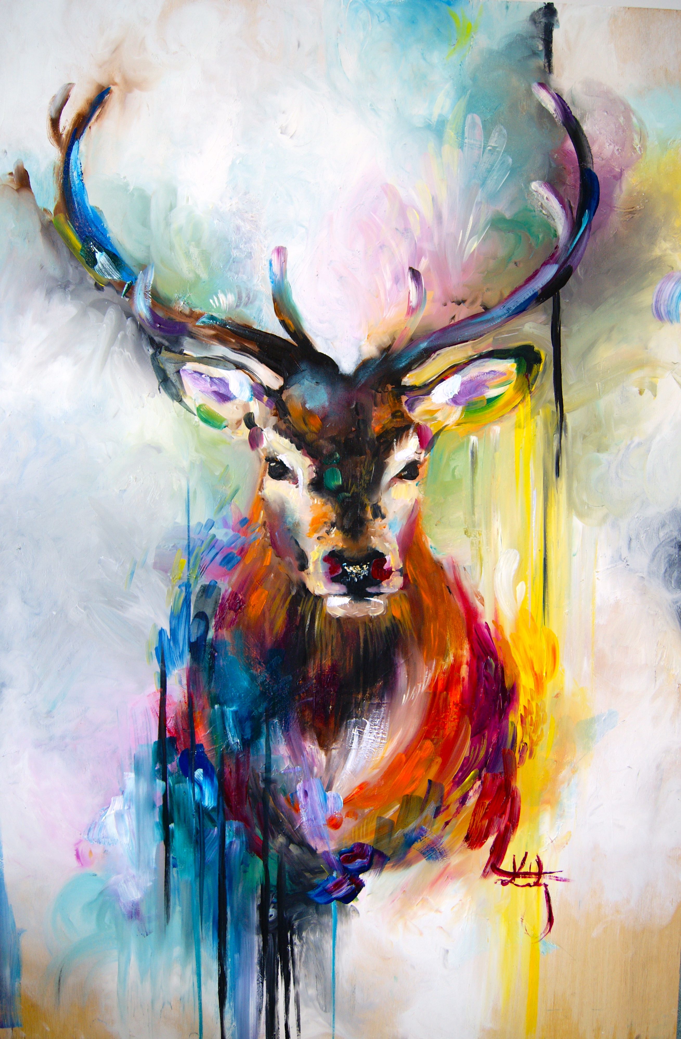 2619x3991 Katy Jade Dobson Art - Water Painting A Buck