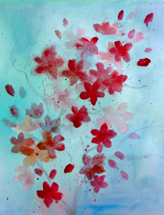 527x691 Cherry Blossom Watercolor Painting - Water Painting Art