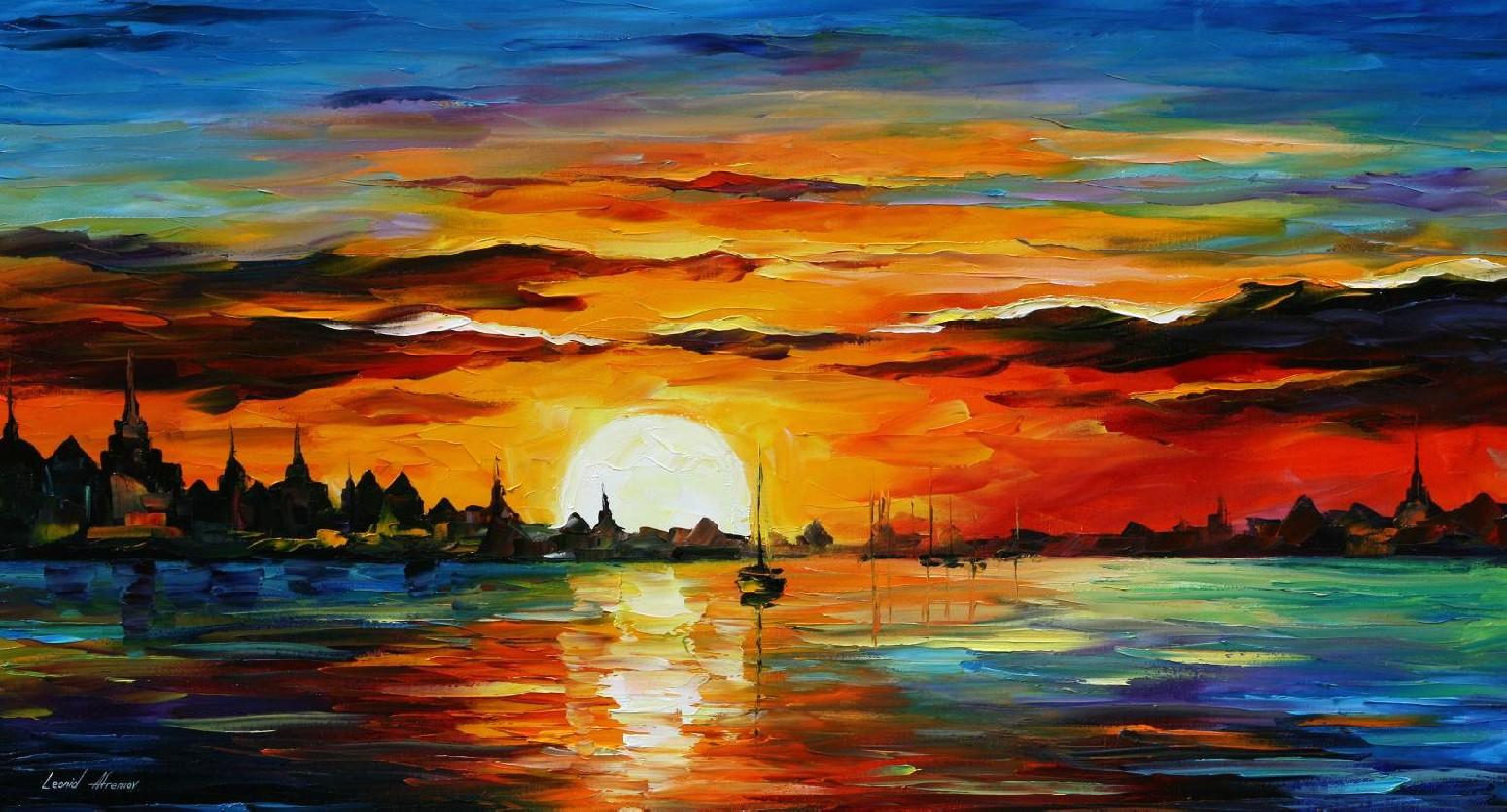 1550x836 Leonid Afremov, Oil On Canvas, Palette Knife, Buy Original - Water Painting Artist