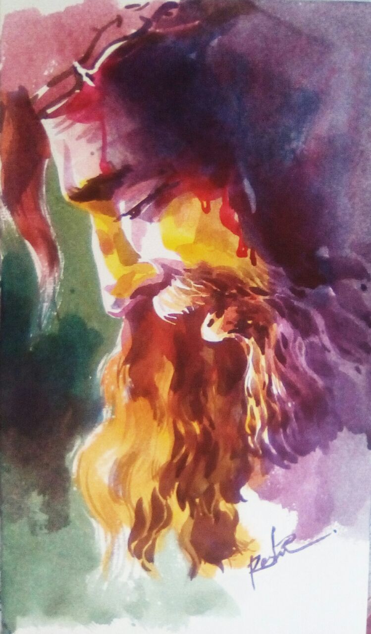 749x1280 Buy Jesus Handmade Painting By Rasheed P U. Codeart 3154 21348 - Water Painting Artist