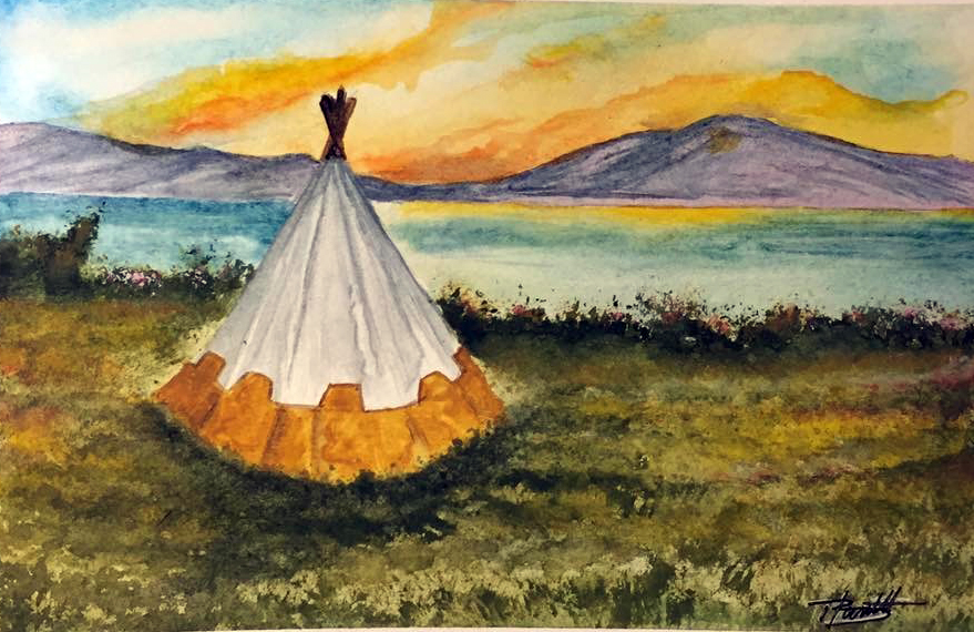 879x570 Native American Teepee Water Color Painting - Water Painting Drawing