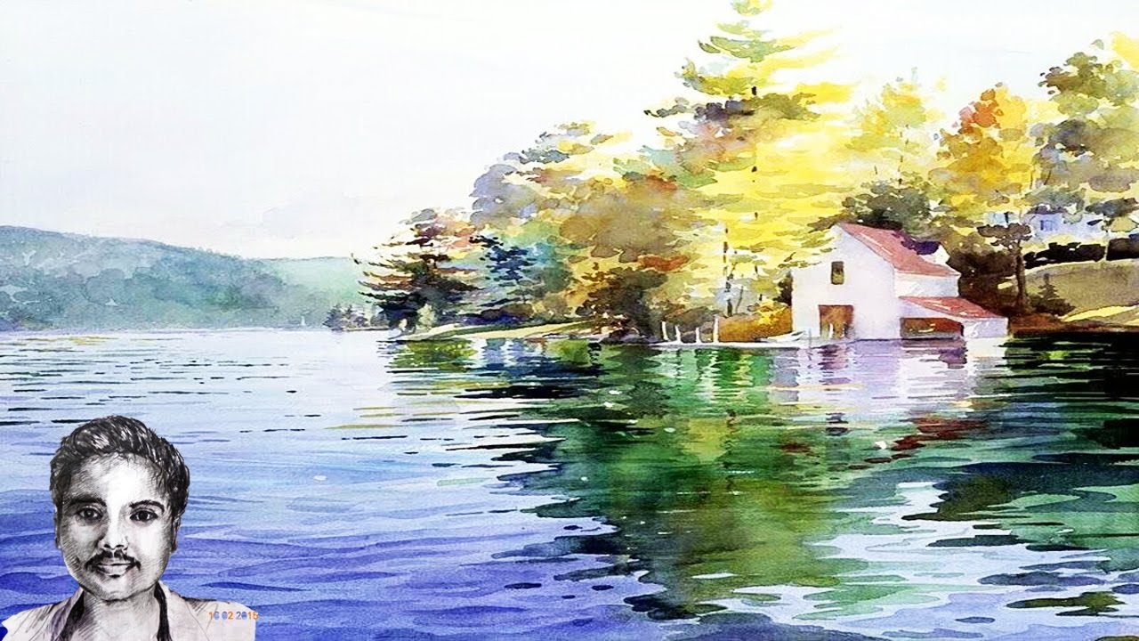 1280x720 Watercolor Painting For Beginners Scenery Drawing - Water Painting Drawing