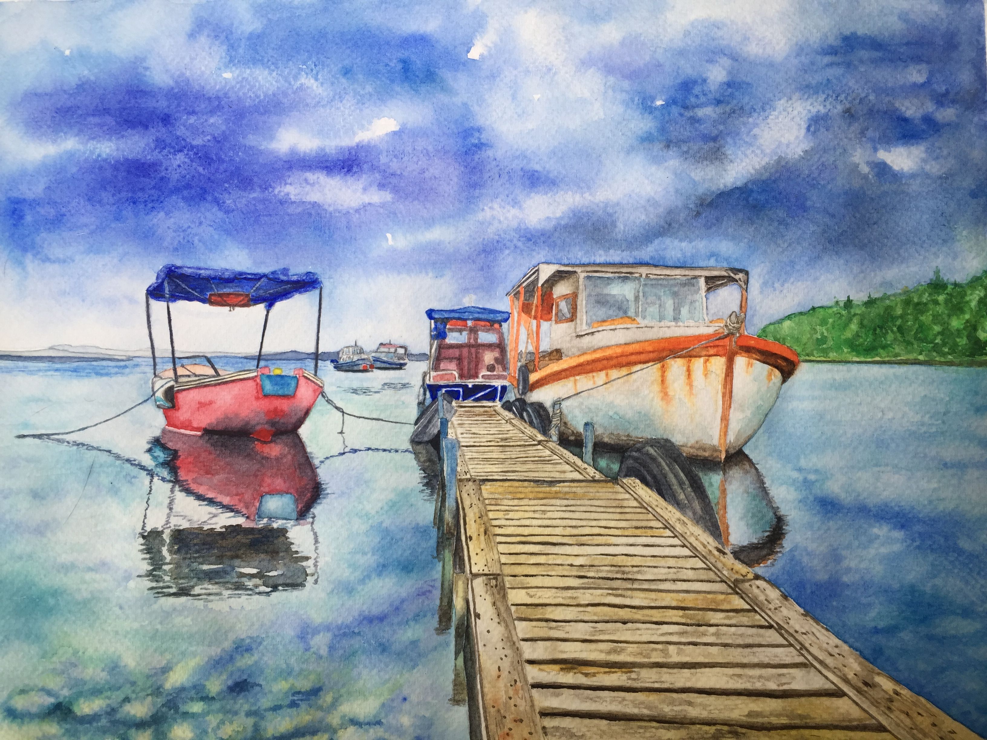 3264x2448 Painting - Water Painting Drawing