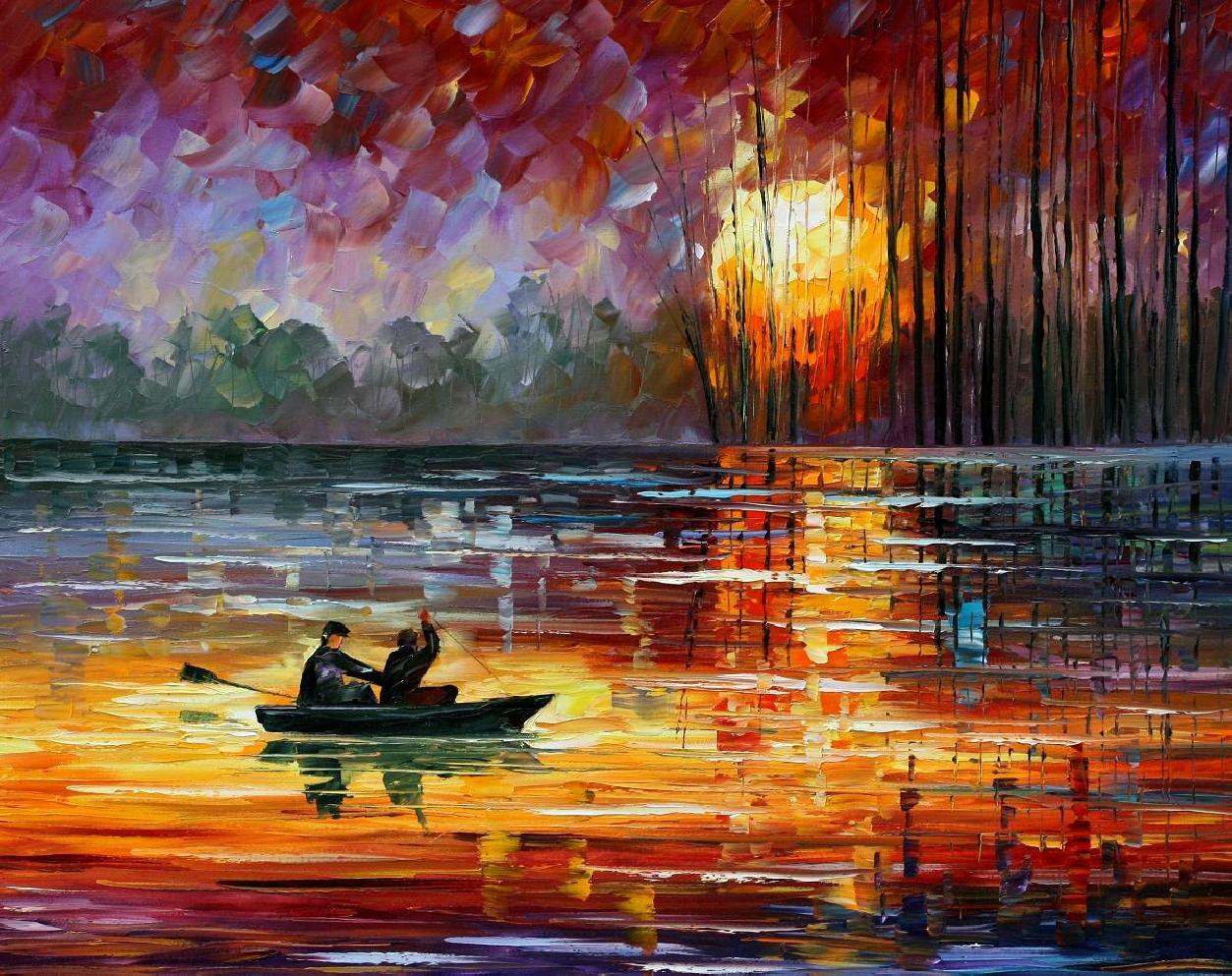 1253x993 Leonid Afremov, Oil On Canvas, Palette Knife, Buy Original - Water Painting On Canvas