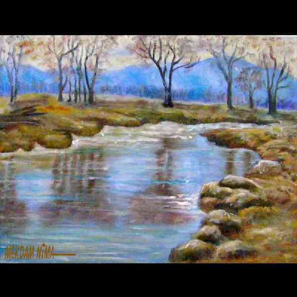 600x600 Water Reflection 3 Oil Painting On Canvas - Water Painting On Canvas