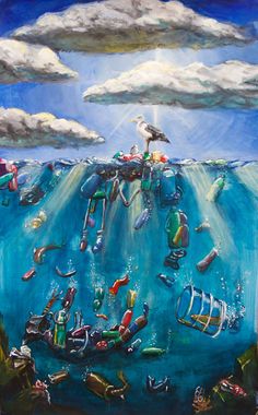236x380 Poster On Awareness To Save Marine Life From Trash Debris. There - Water Pollution Painting