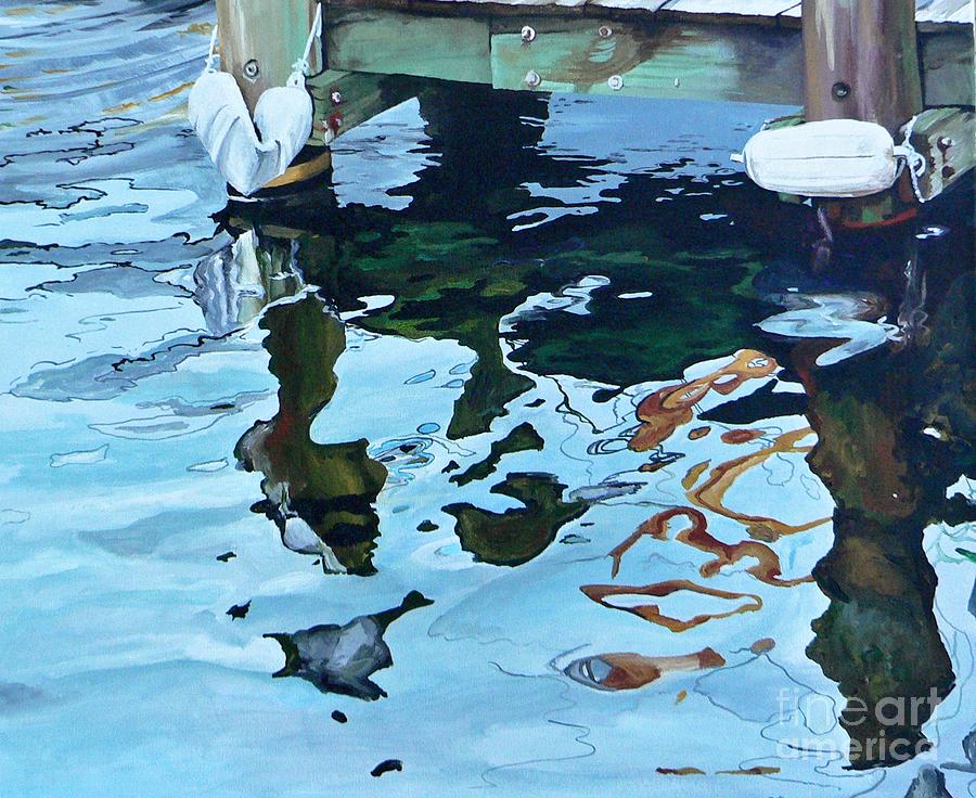 900x736 Water Reflections 1 Painting By Sandra Bellestri - Water Reflection Painting