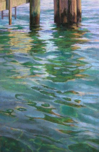 327x500 Water Reflections 7, Pastel Painting By Jill Stefani Wagner Art - Water Reflection Painting