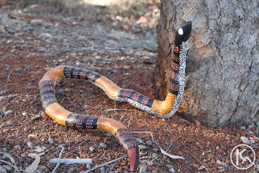 890x593 Hand Crafted Snake By Marcia Alice Panangka From Titjikala - Water Snake Painting